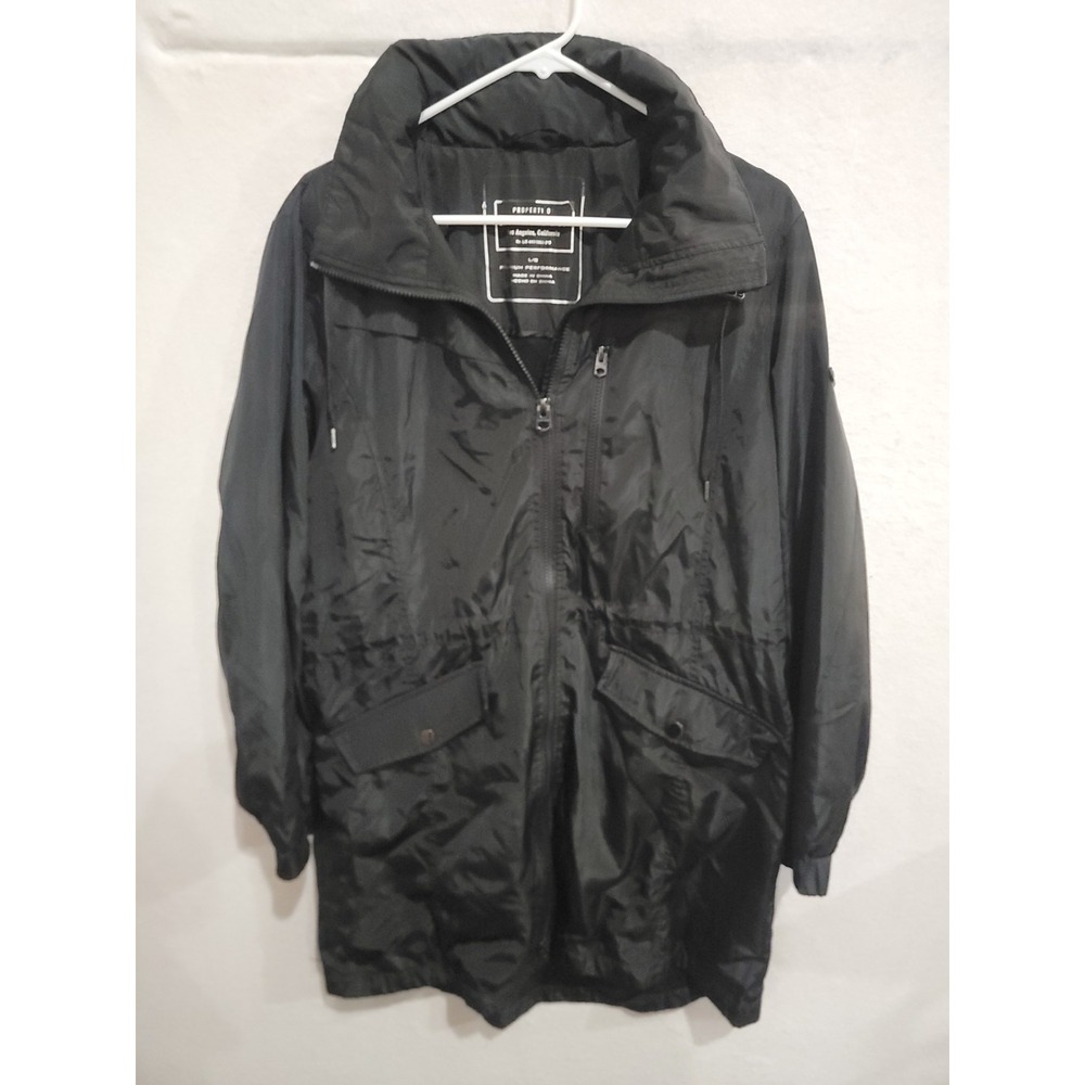Lucky Brand Women's Large Black Hooded Windbreaker Performance Rain Jacket L
